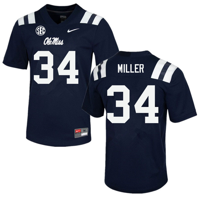 Bobo Miller Ole Miss Rebels NCAA Men's Navy #34 Stitched Limited College Football Jersey RKH5458AT